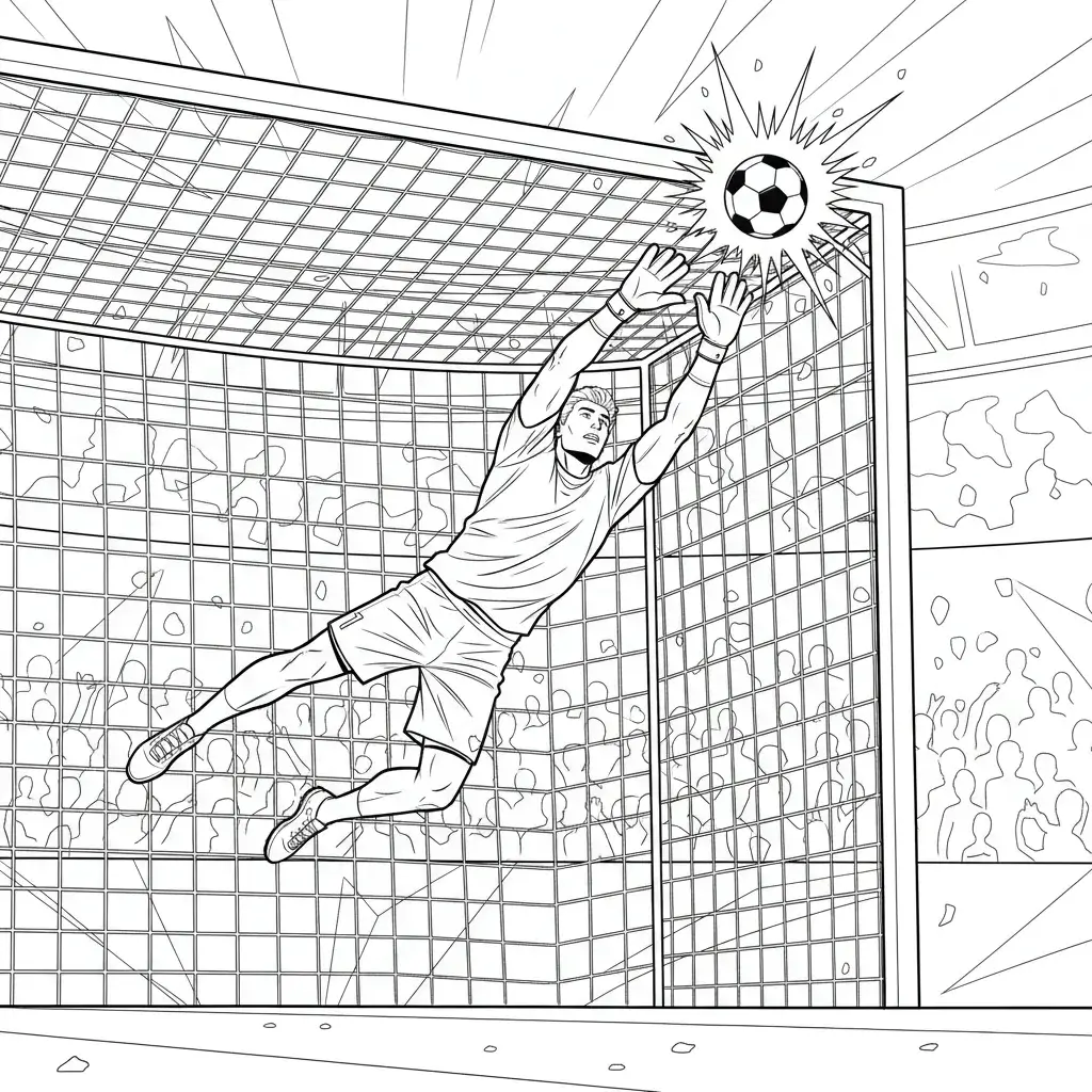 coloriage football but lucarne