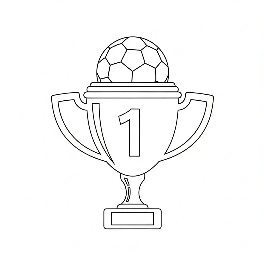 coloriage football trophee et ballon