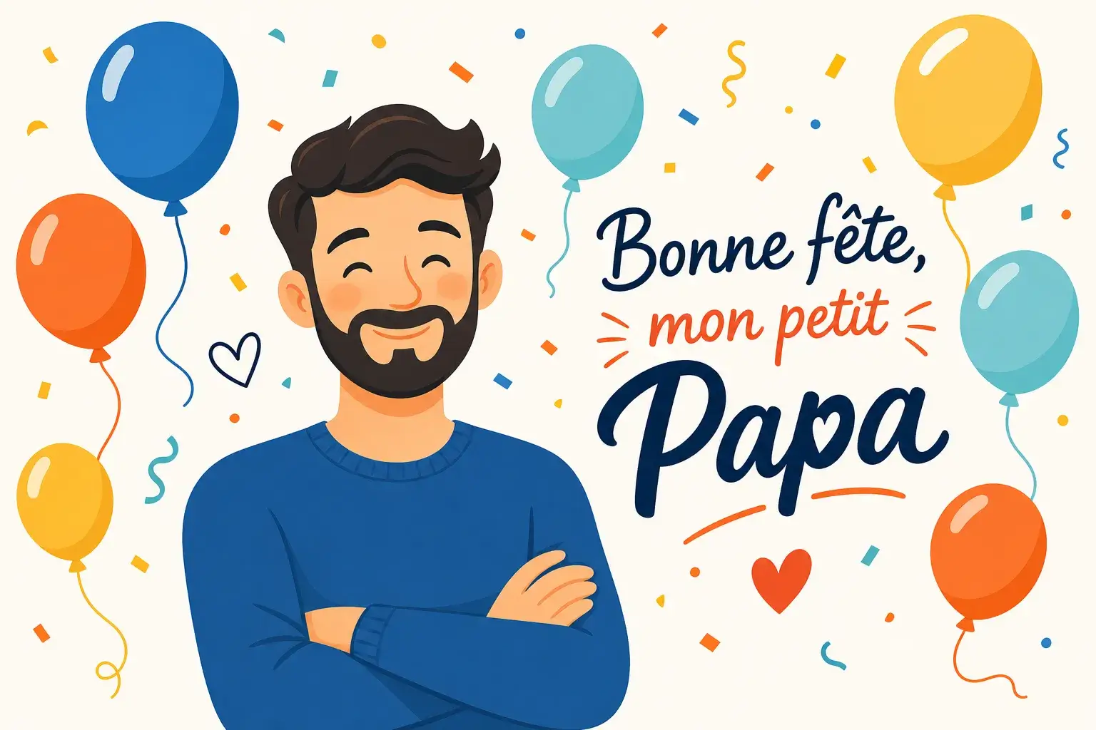dessin fete des peres confettis ballons