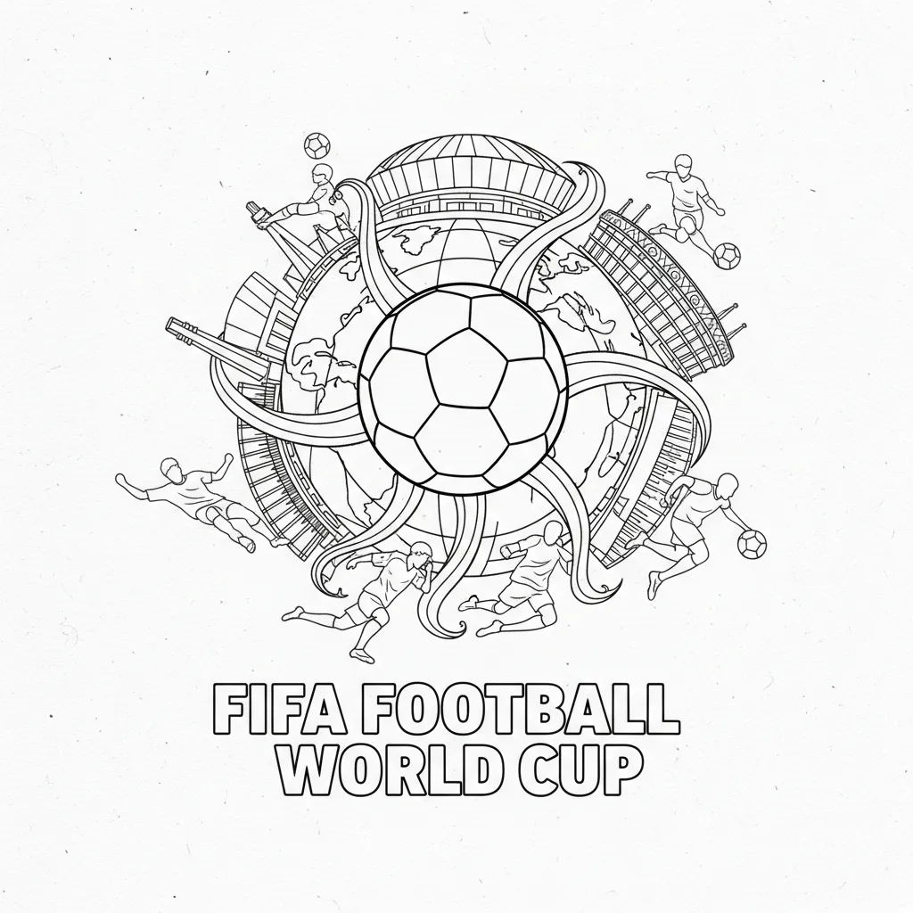 soca football coloring page that says fifa football world cup