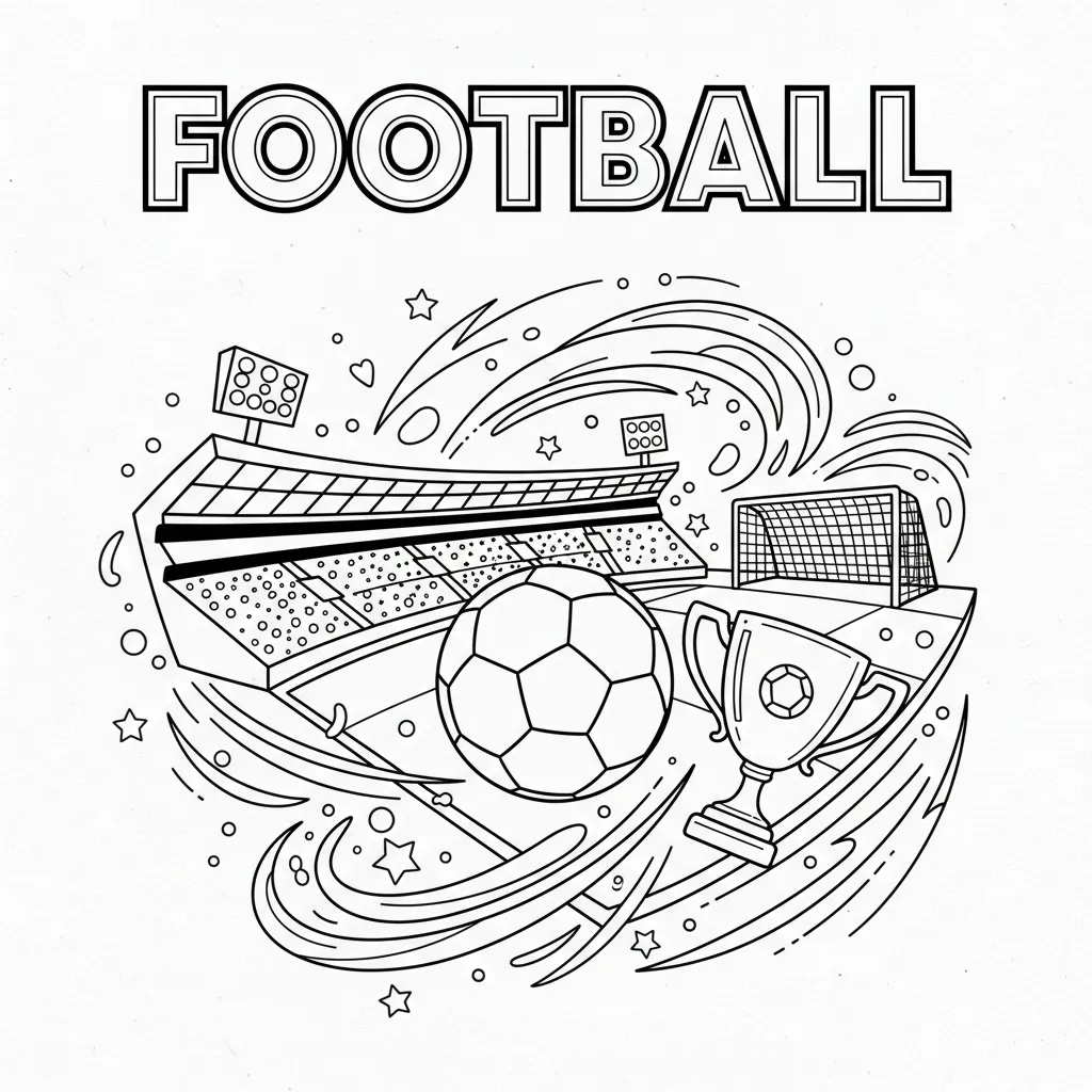a football coloring page that says football