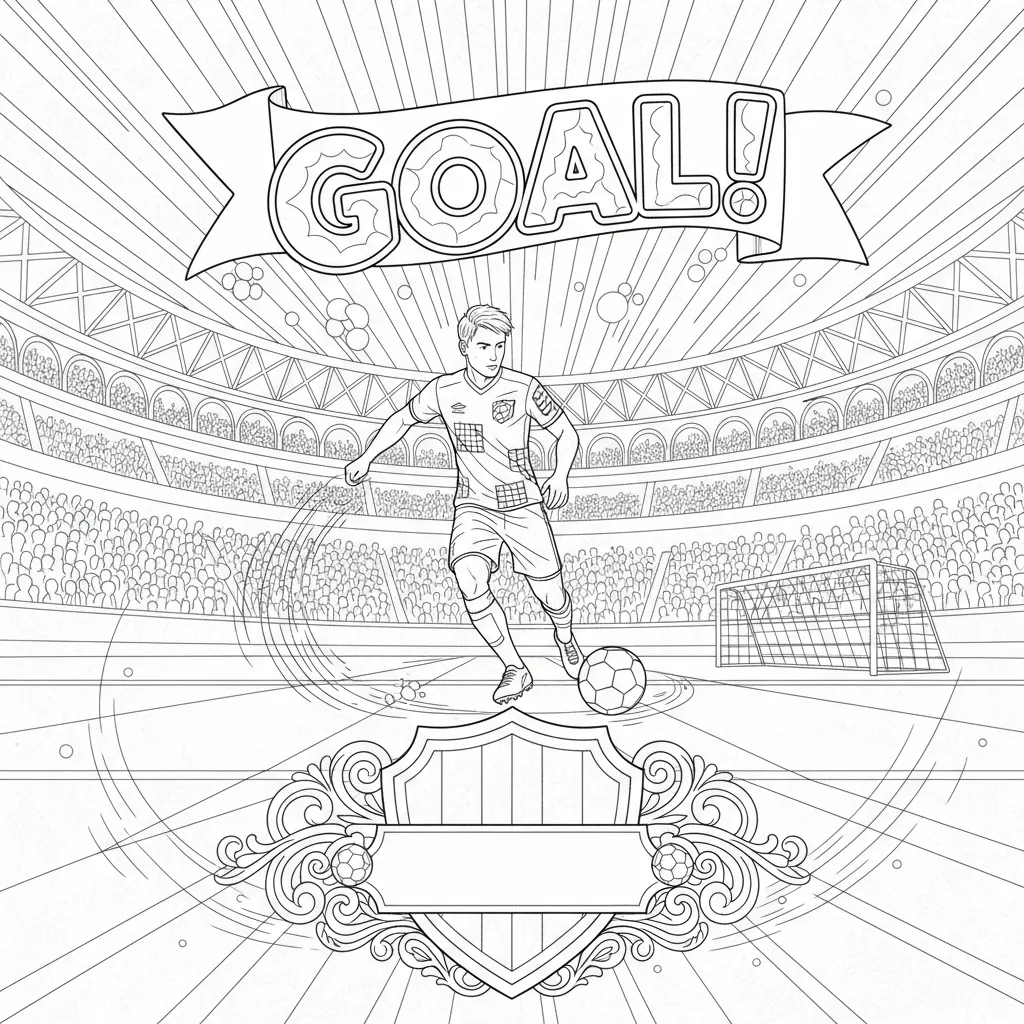 a football coloring page that says goal!