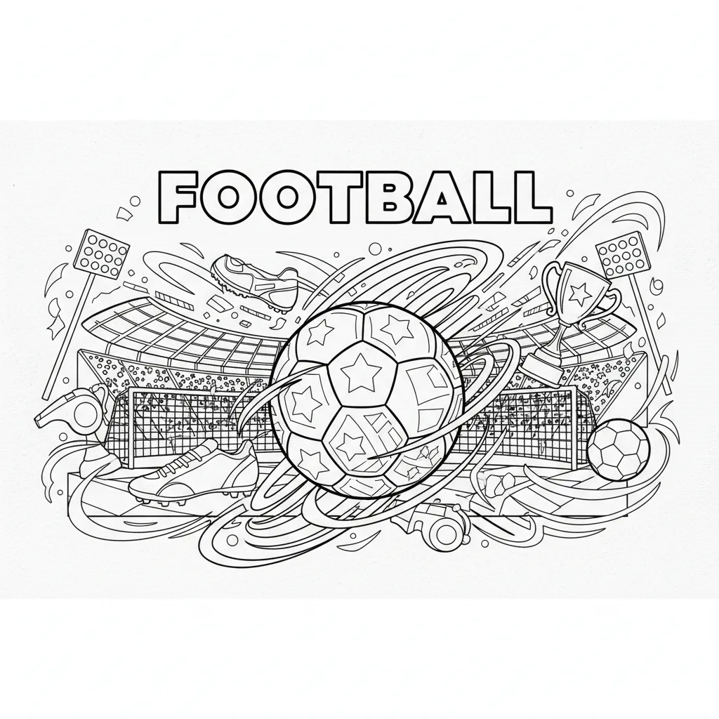 a football coloring page that says football