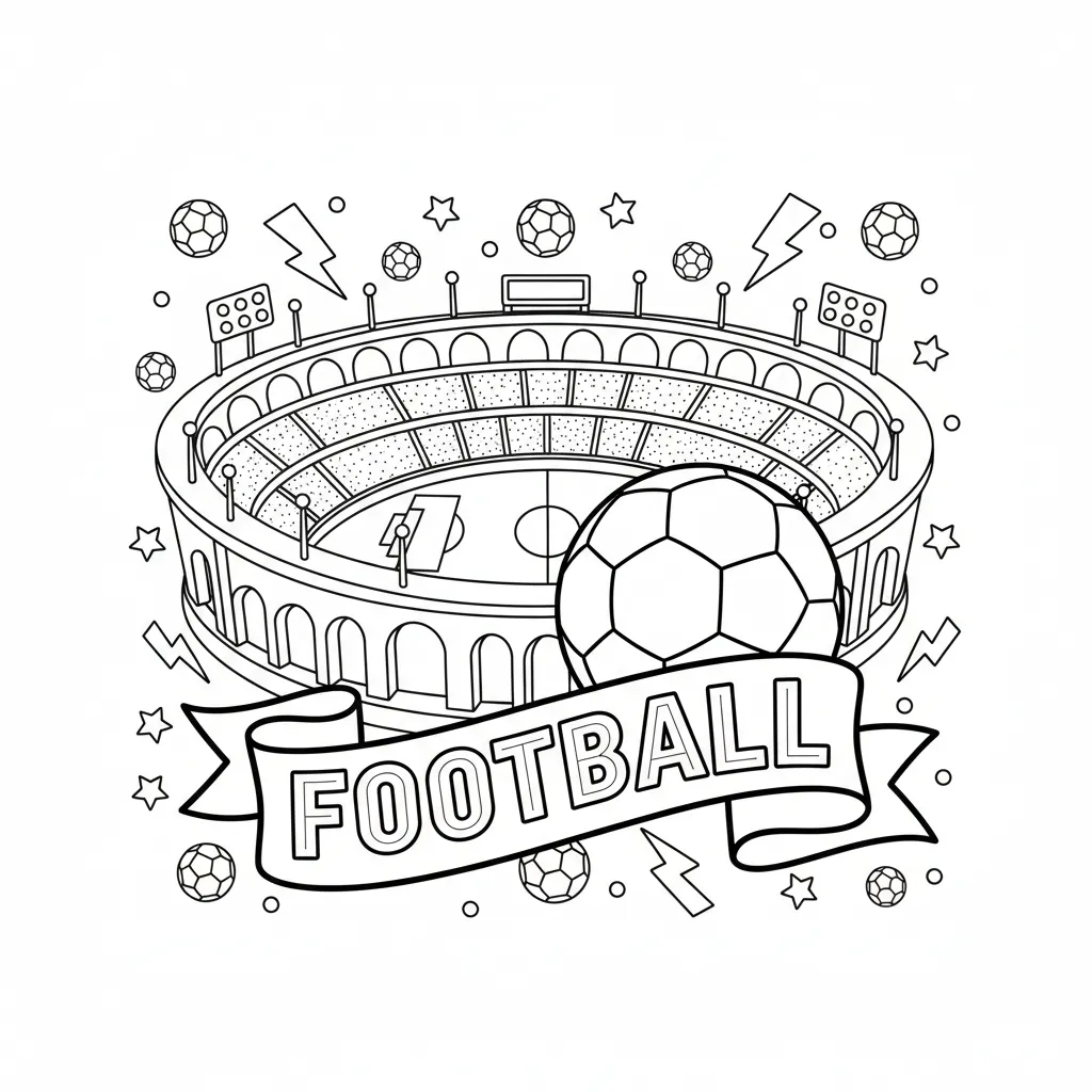 a football coloring page that says football