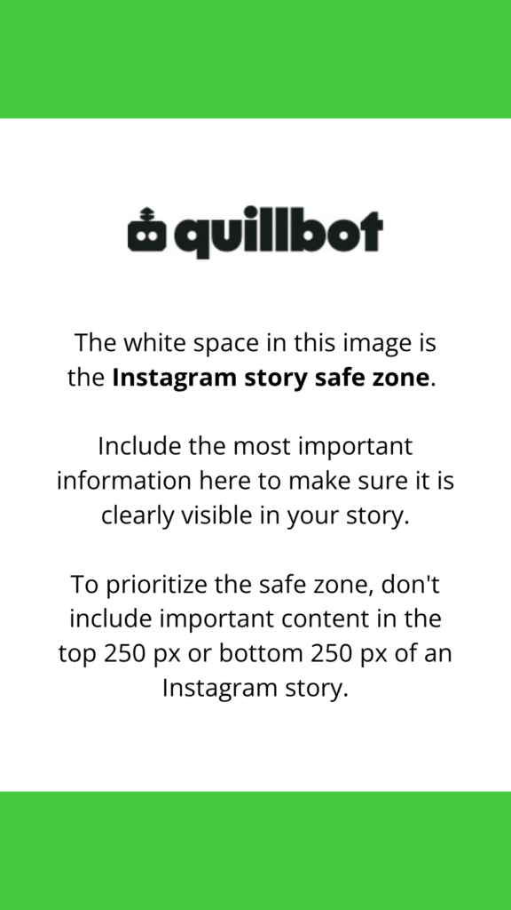 An image showing Instagram story size and the "safe zone" where all important content should appear