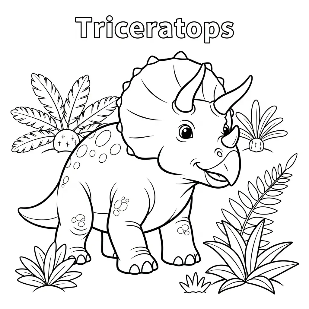 kids coloring page of a triceratops