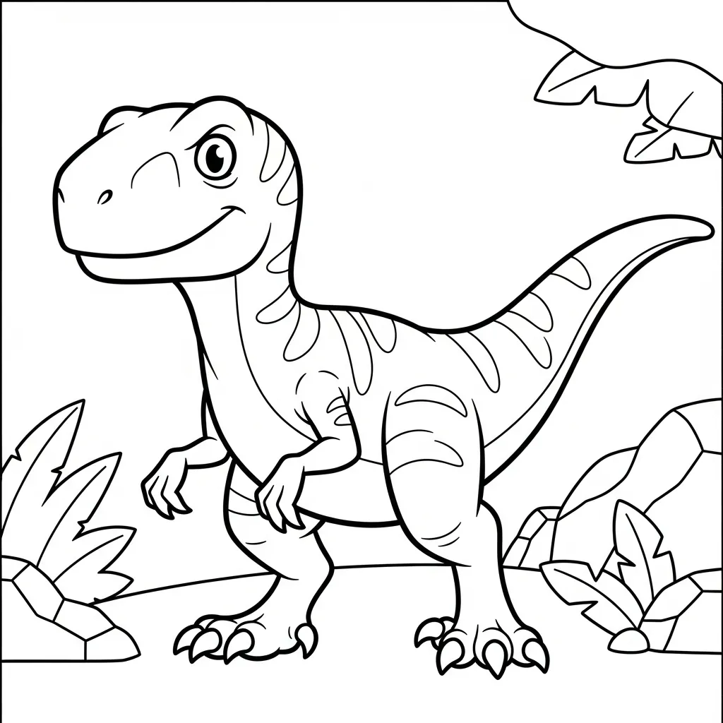 kids coloring page of a velociraptor