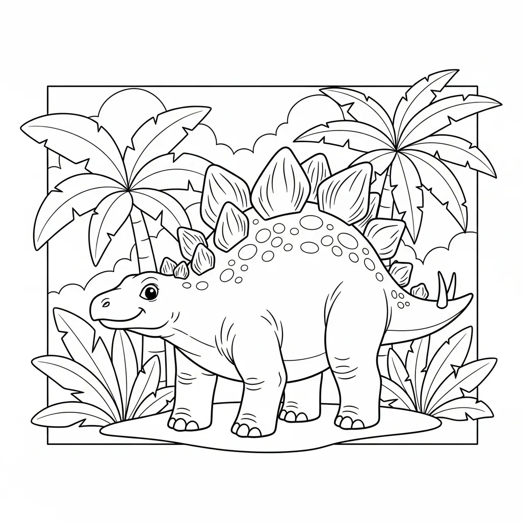 kids dinosaur coloring page of a stegosaurus