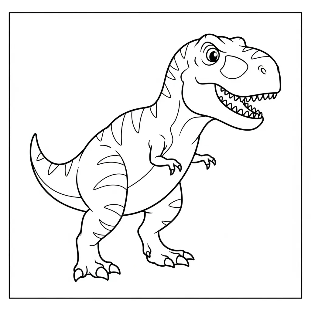 kids dinosaur coloring page of a t-rex