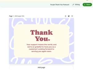 Thank you card template example 1