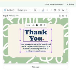 Thank you card template example 3