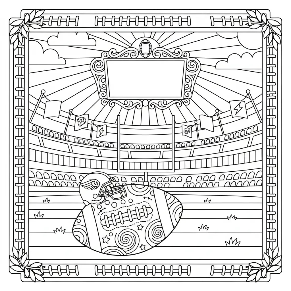 american football themed coloring page