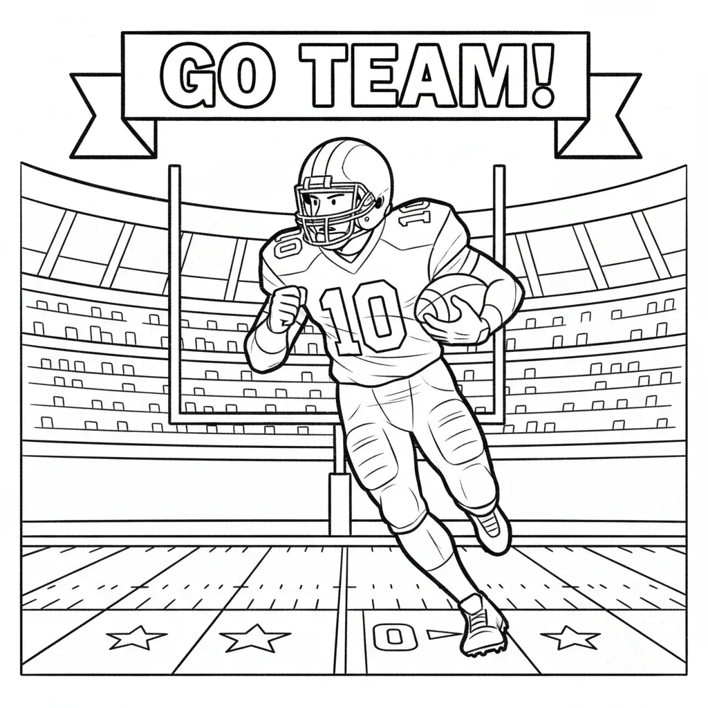 a american football themed coloring page