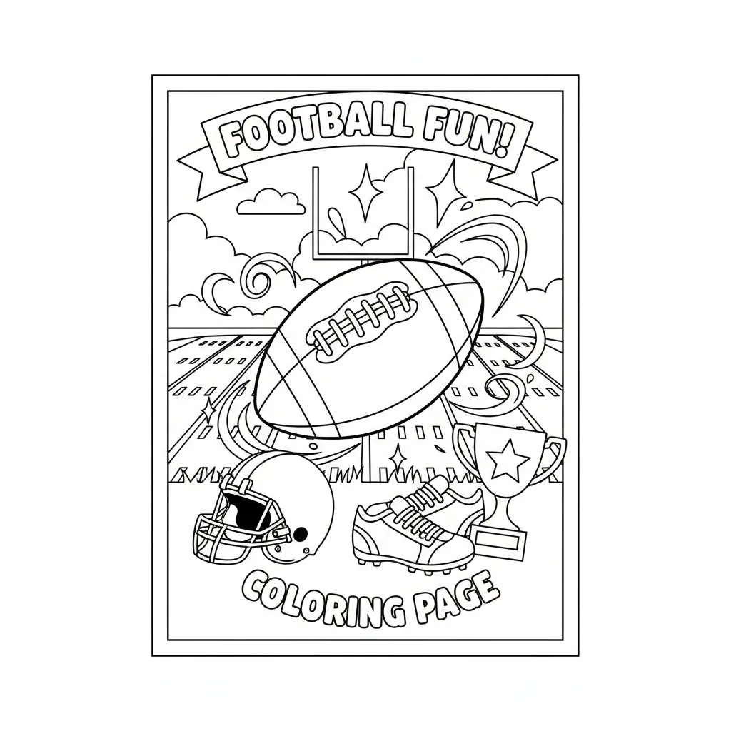 american football themed coloring page