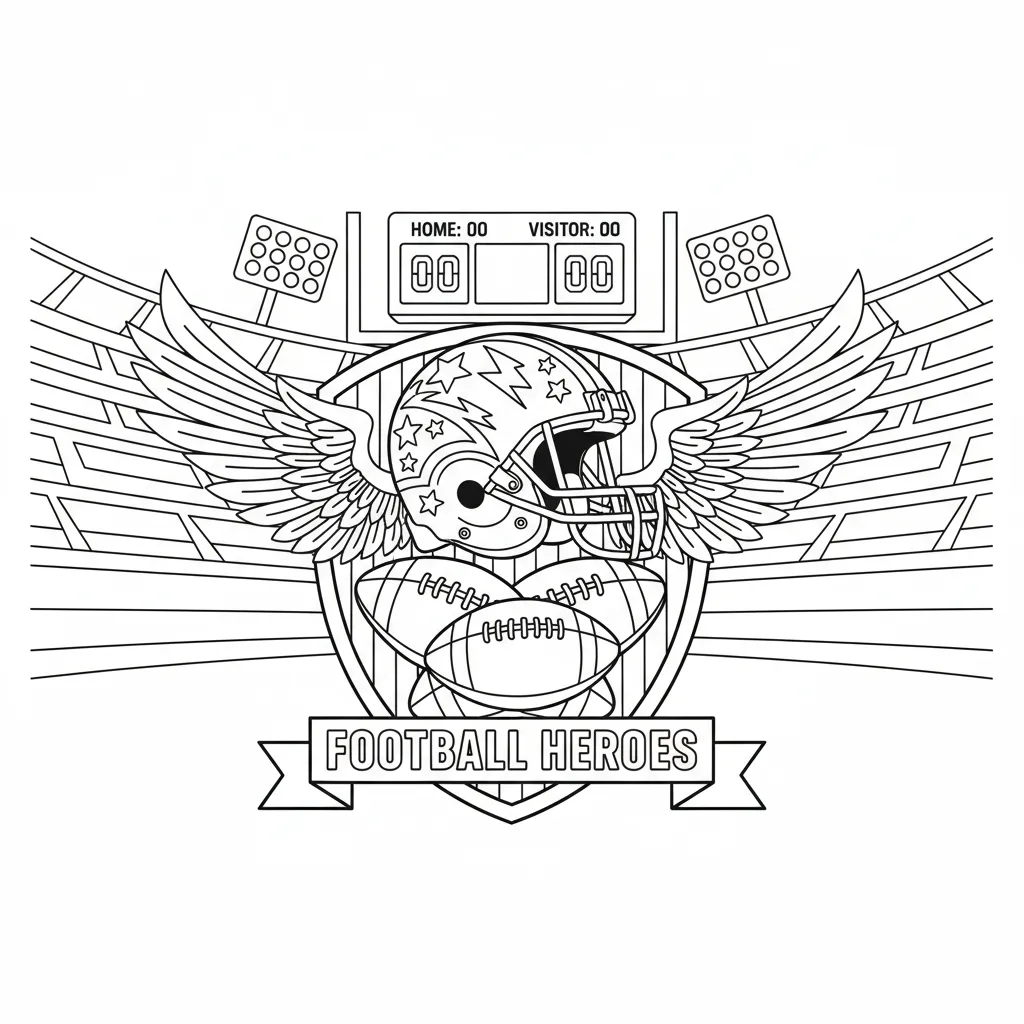 american football themed coloring page with the words football heroes