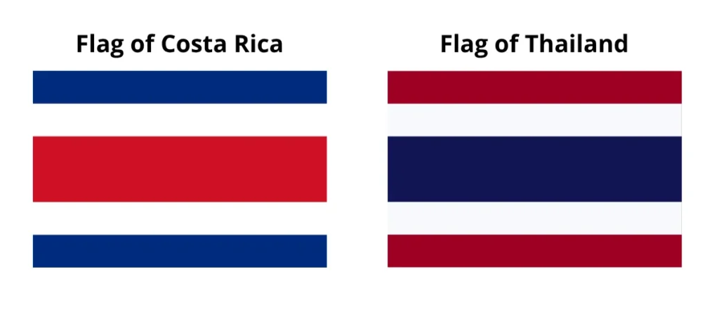 Flag of Costa Rica vs flag of Thailand