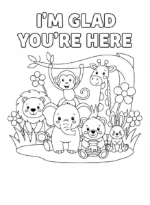 Cute animals zoo animals coloring page