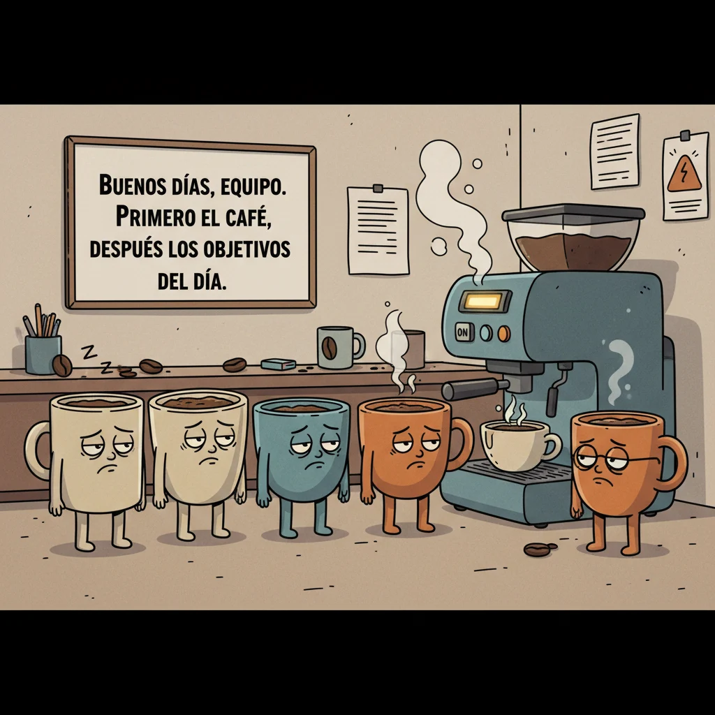 Imagen de buenos días de un grupo de tazas esperando para tomar café.