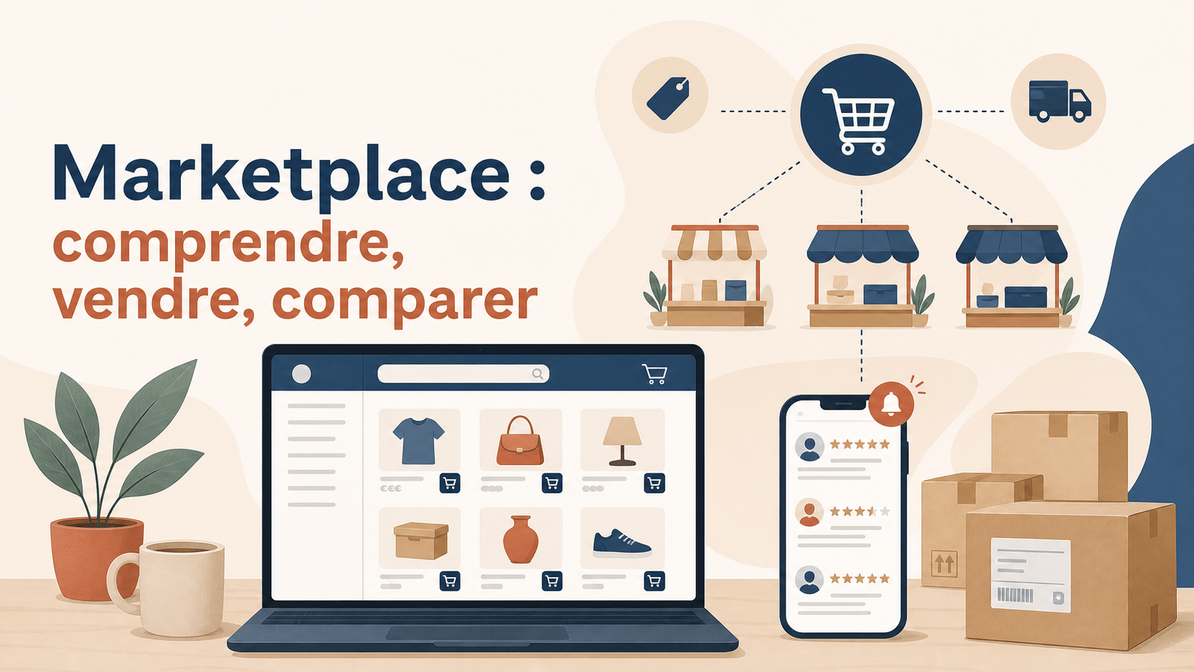 definition d'une marketplace, une plateforme en ligne qui met en relation des vendeurs tiers et des acheteurs