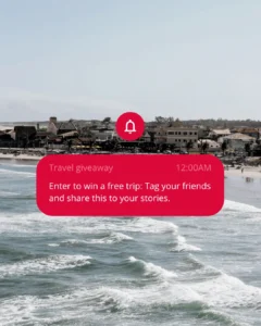 instagram post template of a travel giveaway
