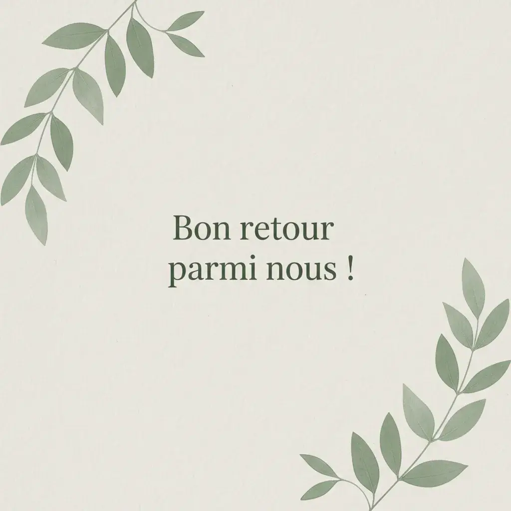 bon retour parmi nous message carte