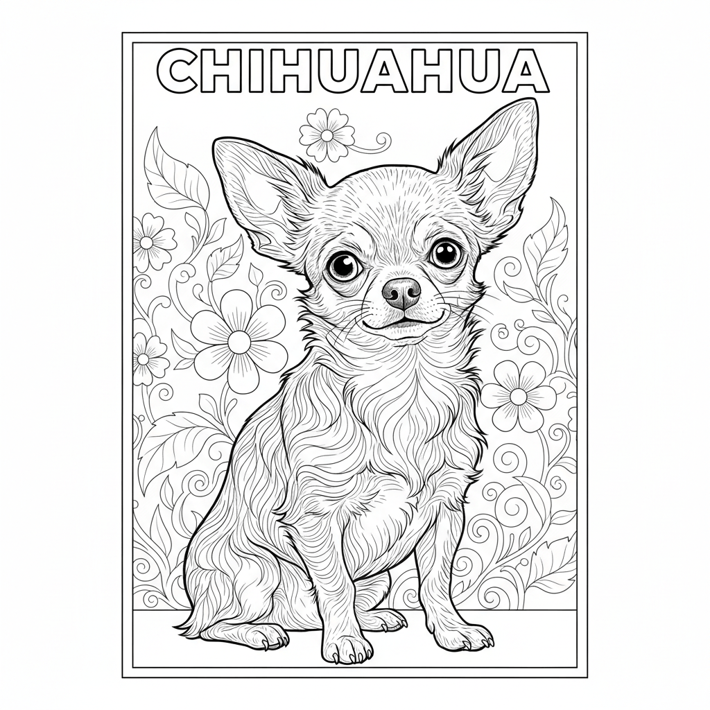 coloring page of a chihuahua