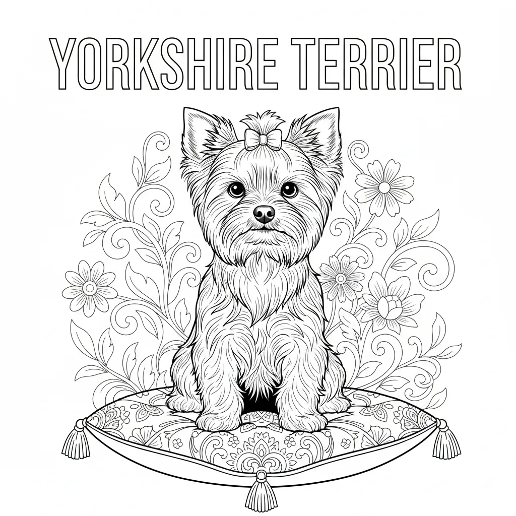 coloring page of a yorkshire terrier