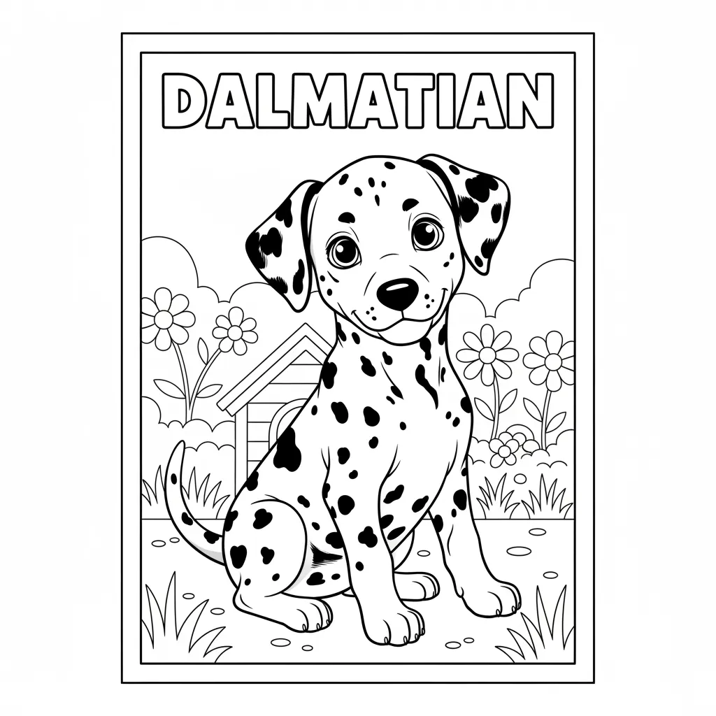 coloring page of a dalmatian