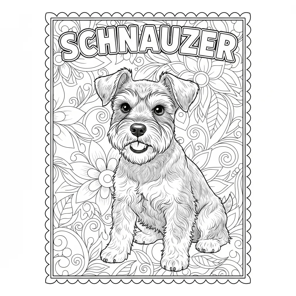 coloring page of a shnauzer