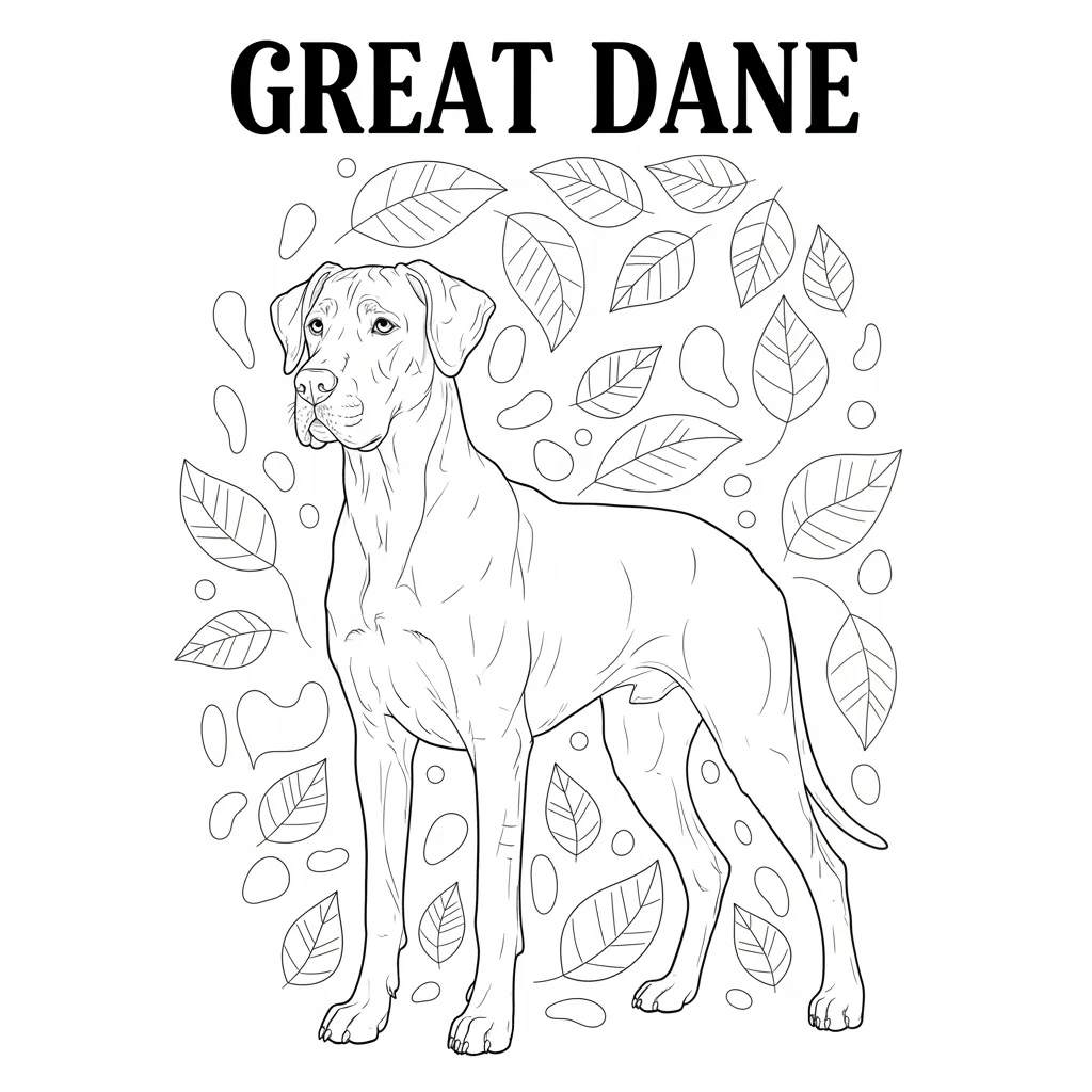 coloring page of a great dane