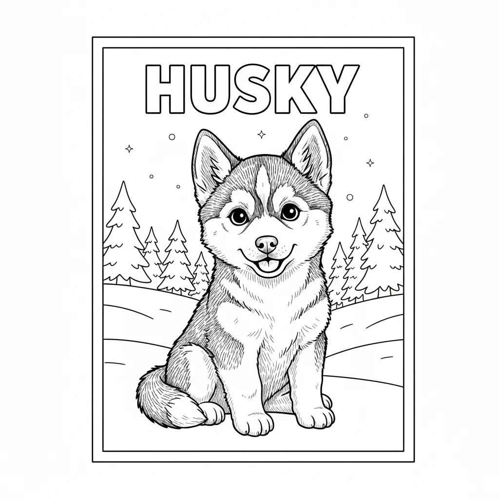 coloring page of a husky