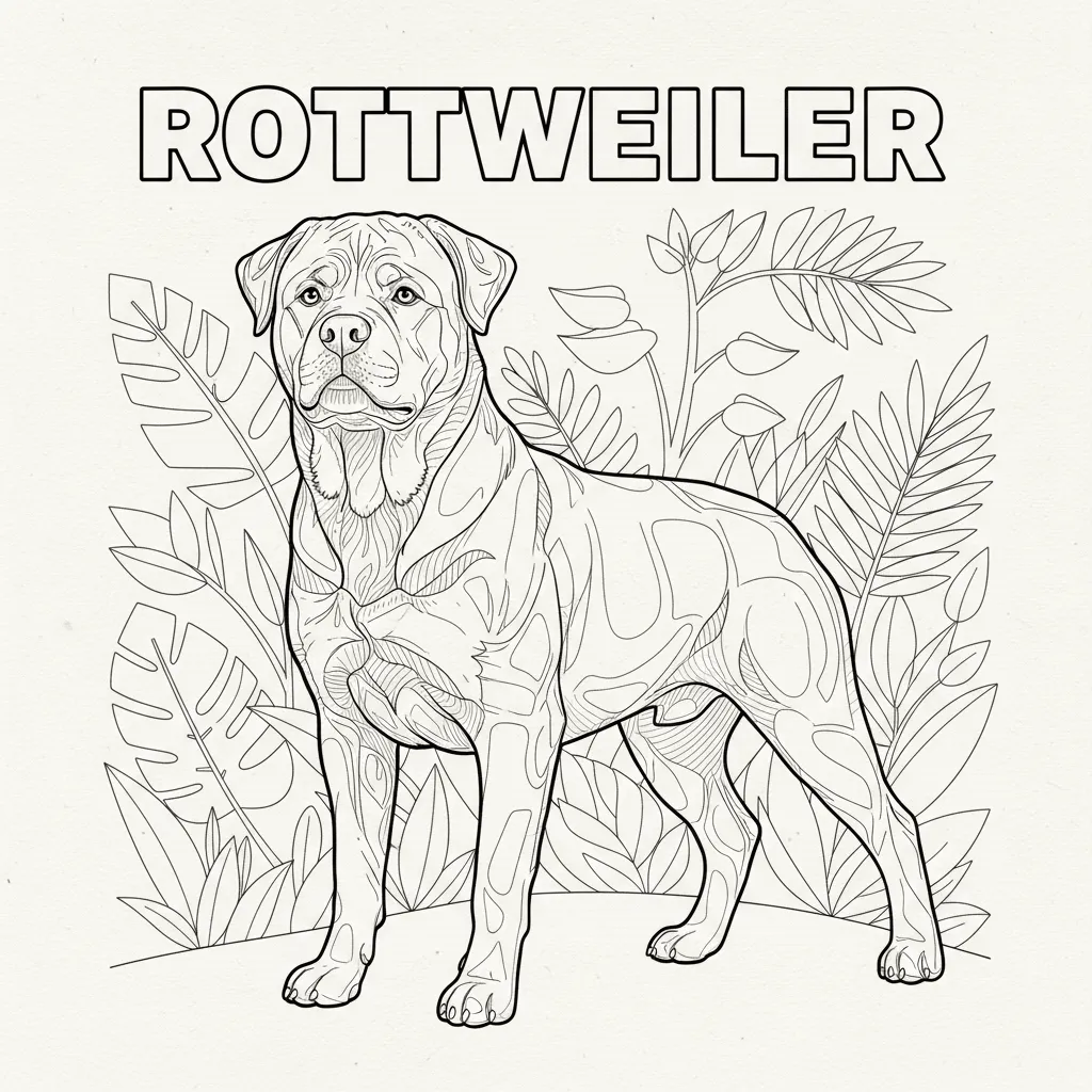coloring page of a rottweiler