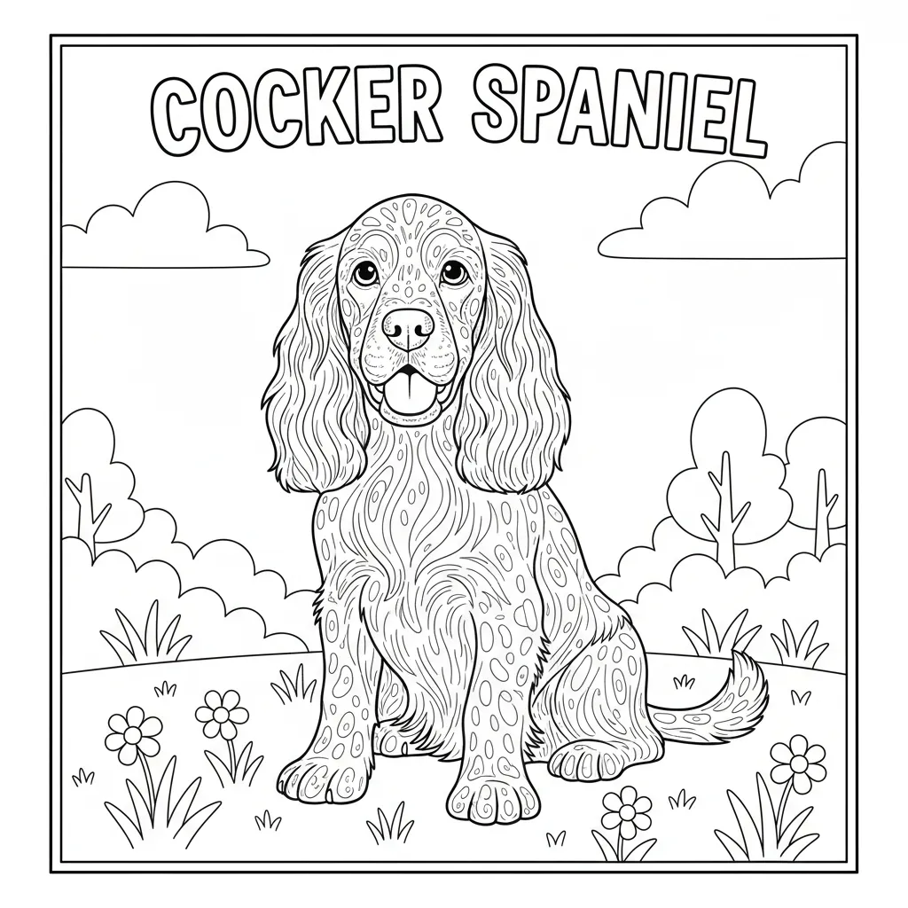 coloring page of a cocker spaniel