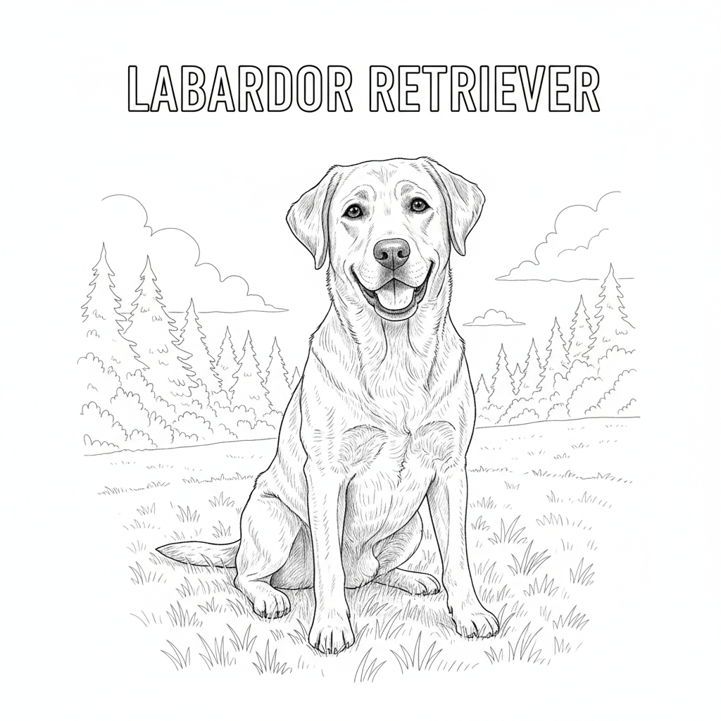 coloring page of a labrador retriever