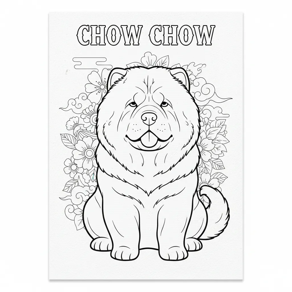 coloring page of a chow chow