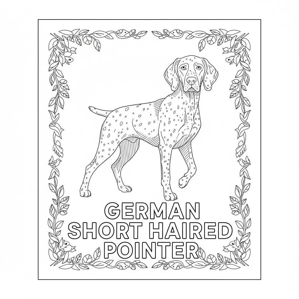 coloring page of a german short haired pointer