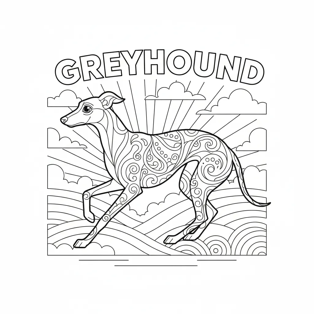 coloring page of a greyhound