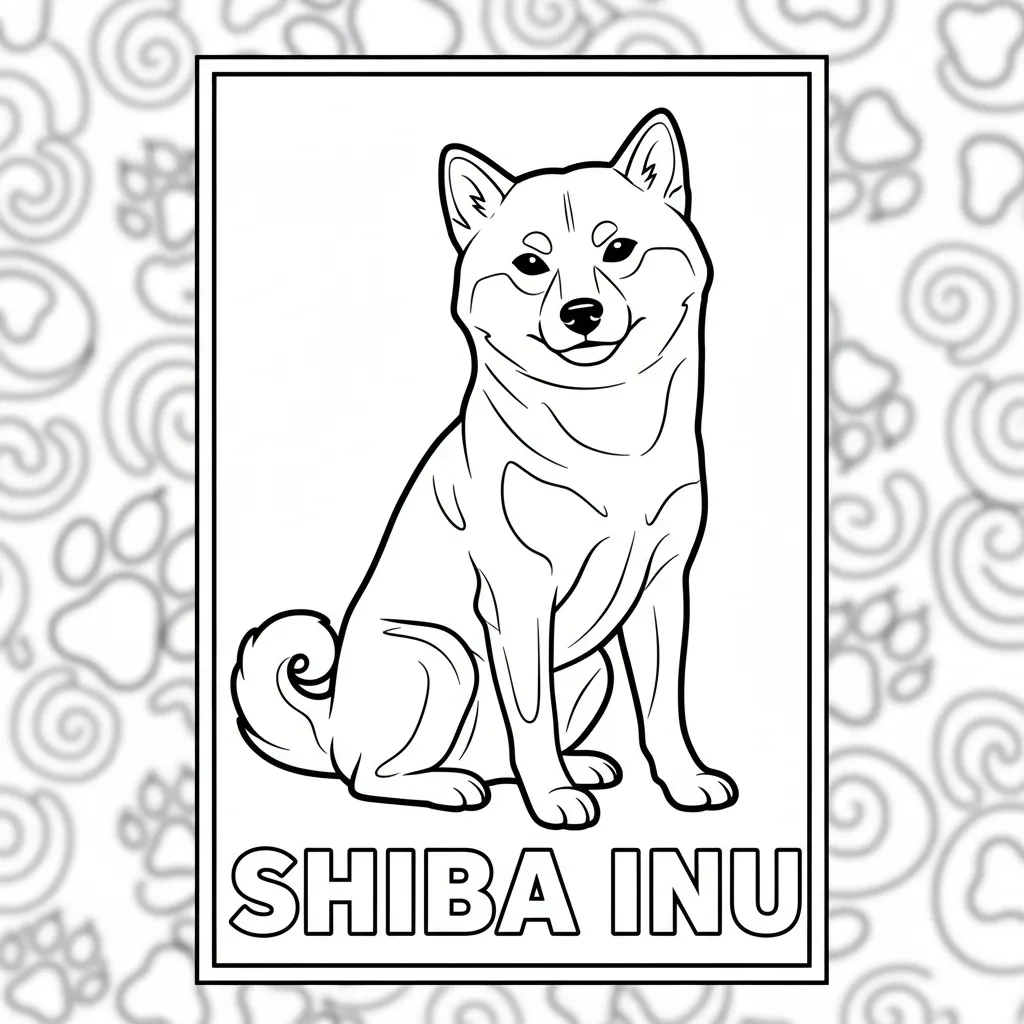 coloring page of a shiba inu