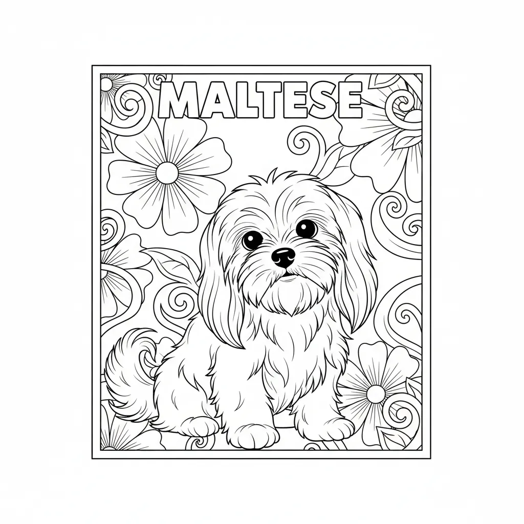 coloring page of a maltese