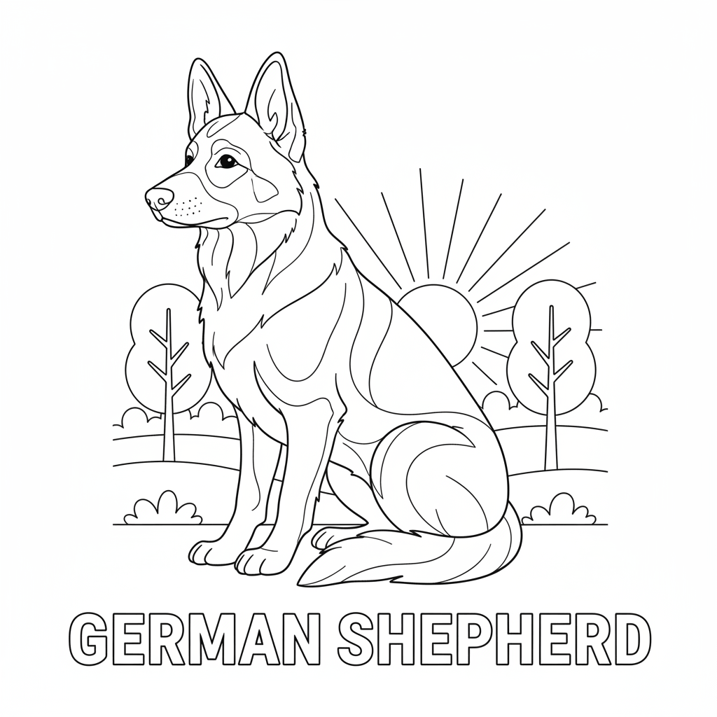 coloring page of a german shepherd