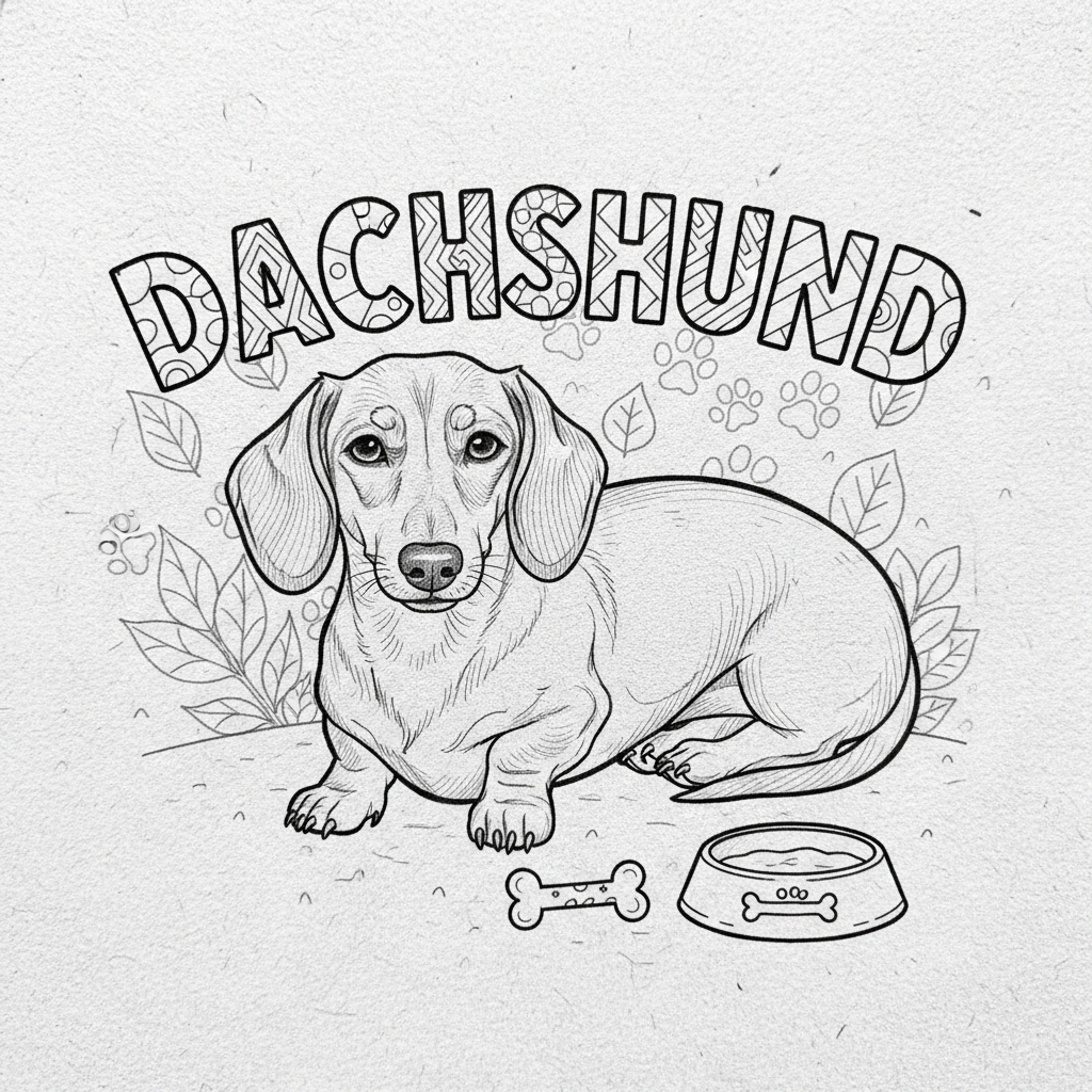 coloring page of a dachshund