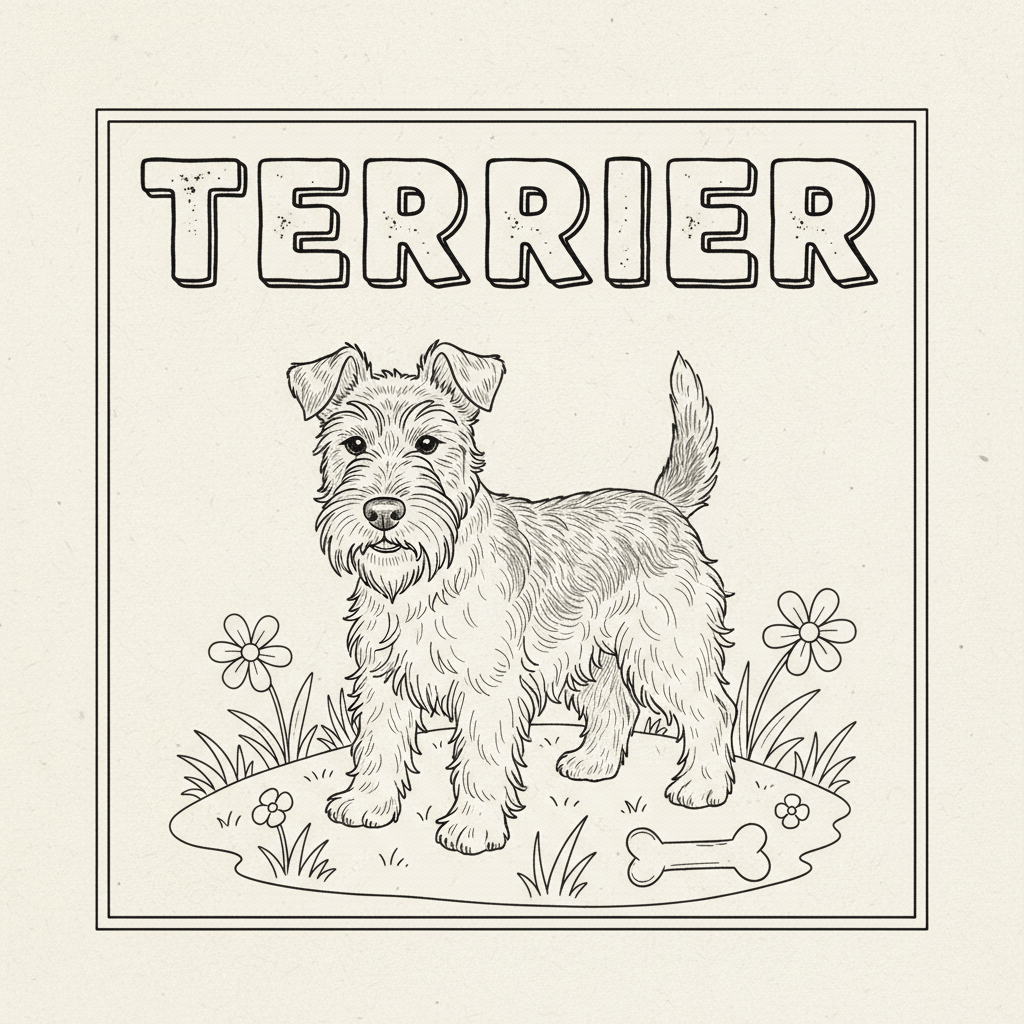 coloring page of a terrier