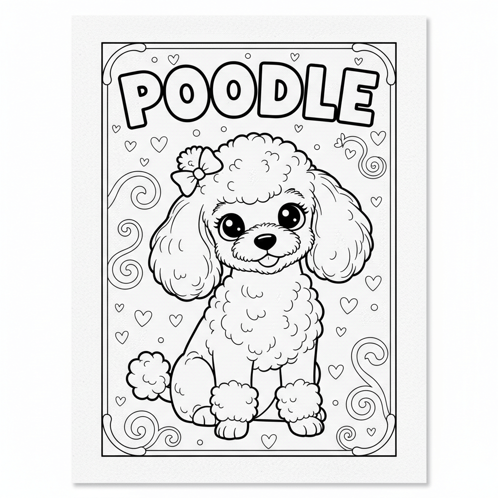 coloring page of a poodle