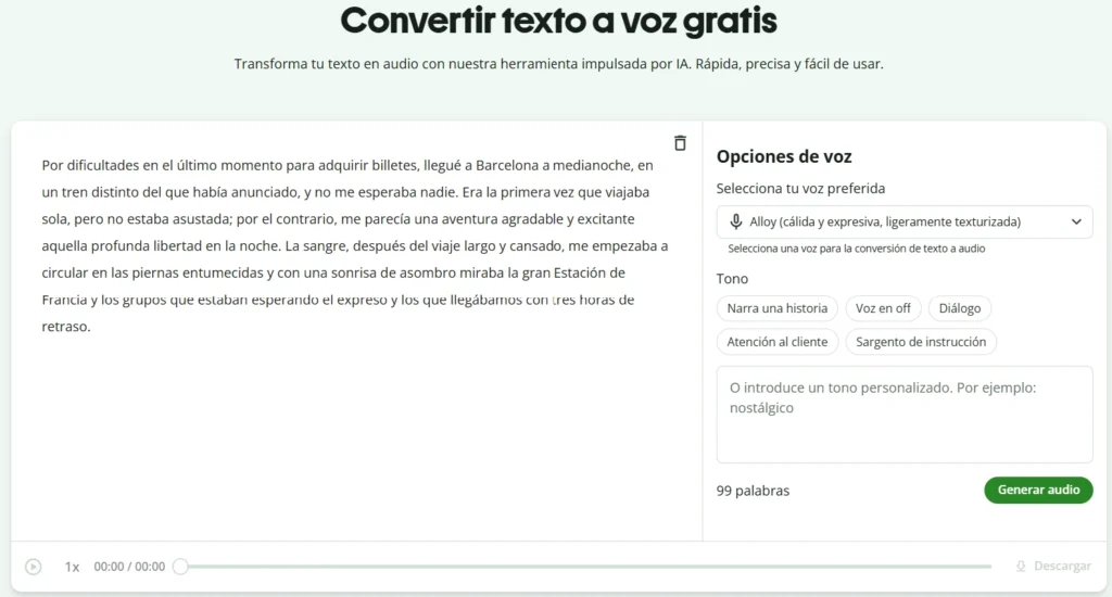 Convertir texto a voz con Quillbot.