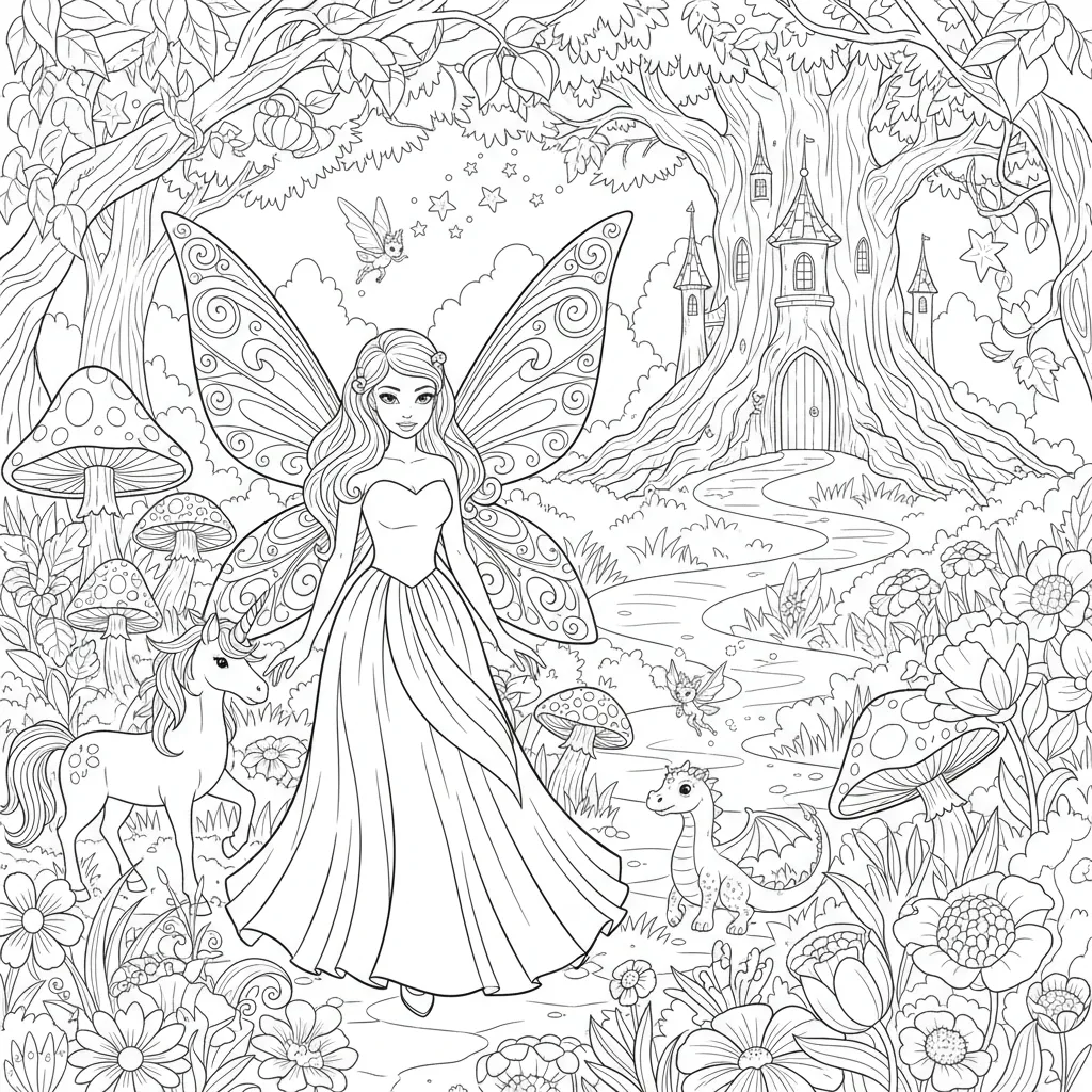 fairy princess coloring page