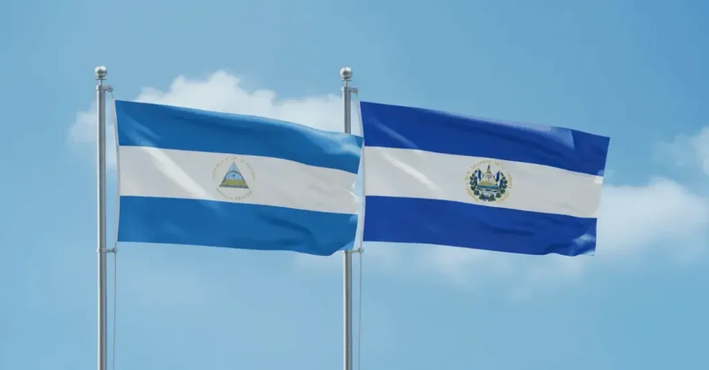 An AI-generated image of the flags of Nicaragua and El Salvador
