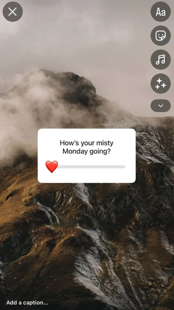 An Instagram story asking followers how their day is going