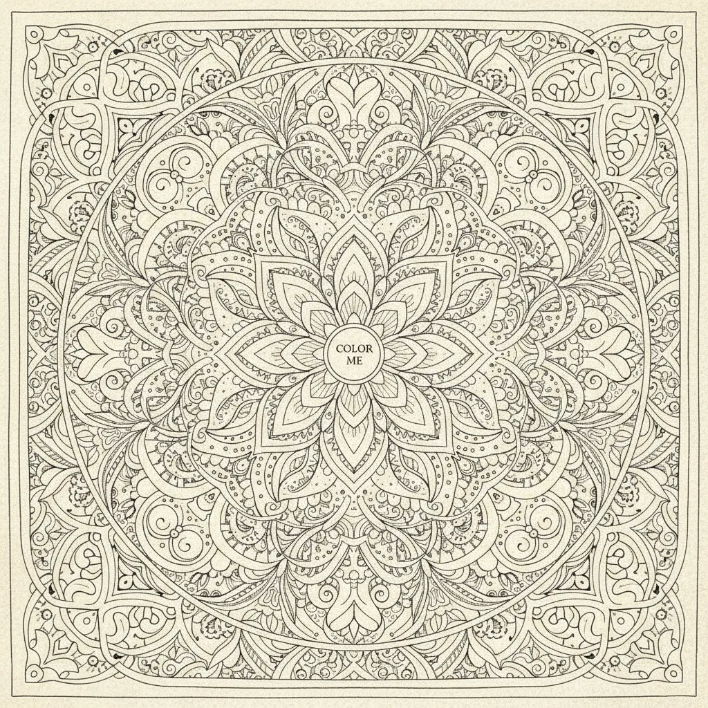 mandala coloring page for adults that says color me in the center