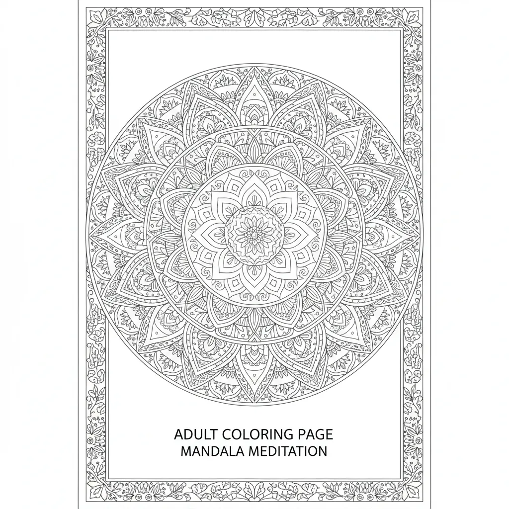 mandala coloring page for adults that says mandala meditation