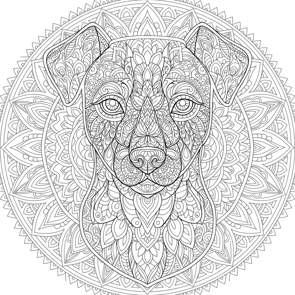 dog mandala coloring page